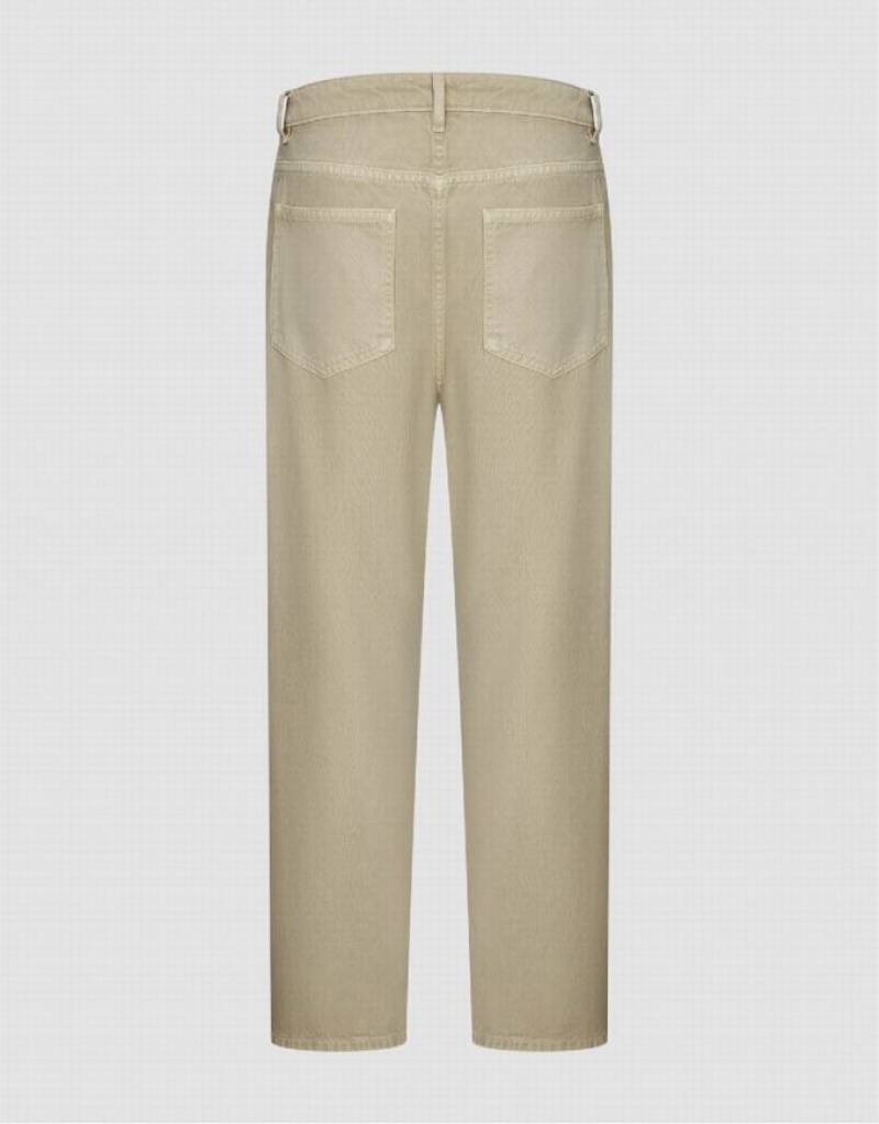 Khaki Urban Revivo Wide-Leg Men's Jeans | EUVIZM-518