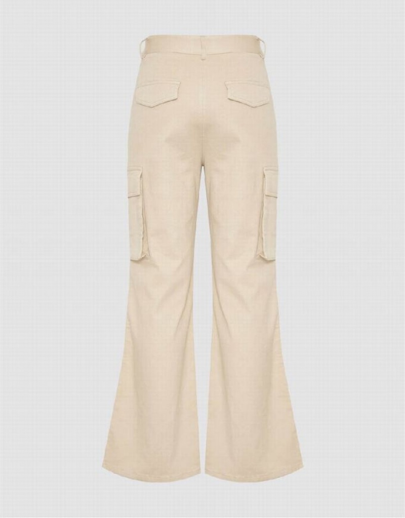 Khaki Urban Revivo Wide-Leg Women's Pants | XWQYHI-705