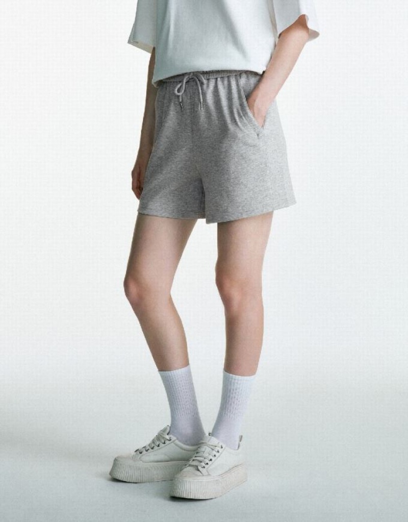 Light Grey Urban Revivo Drawstring Waist Women's Shorts | MFHILV-493