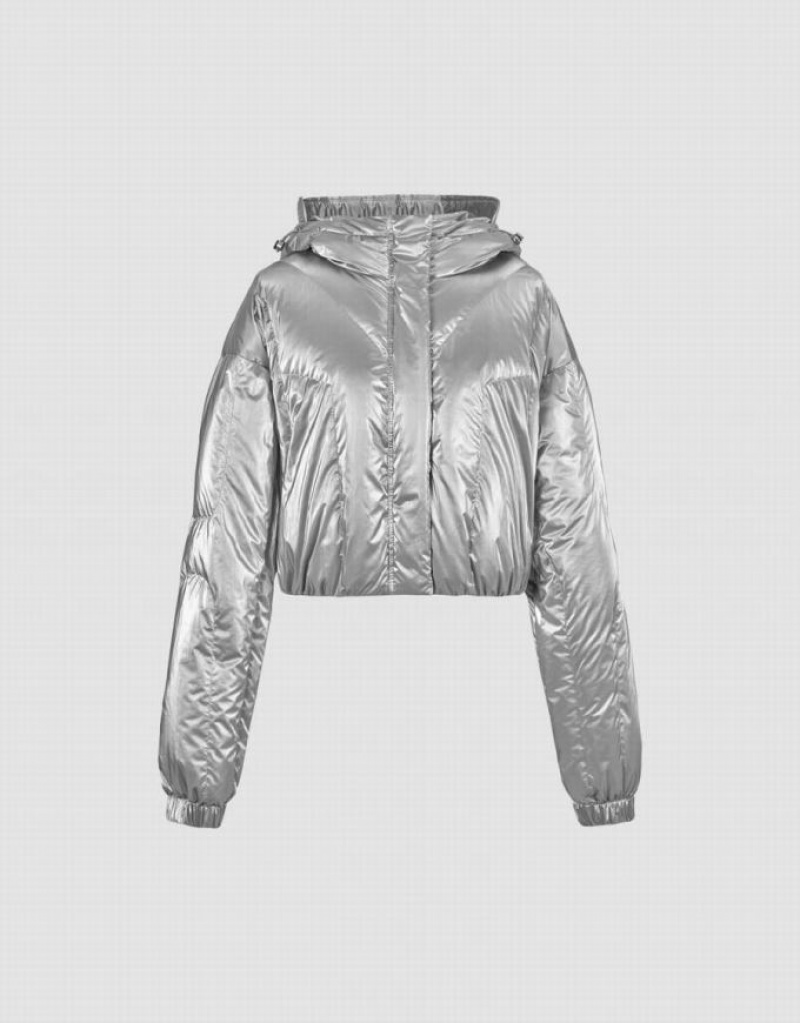 Light Grey Urban Revivo Hooded Women's Puffer Jacket | RTLCVS-128