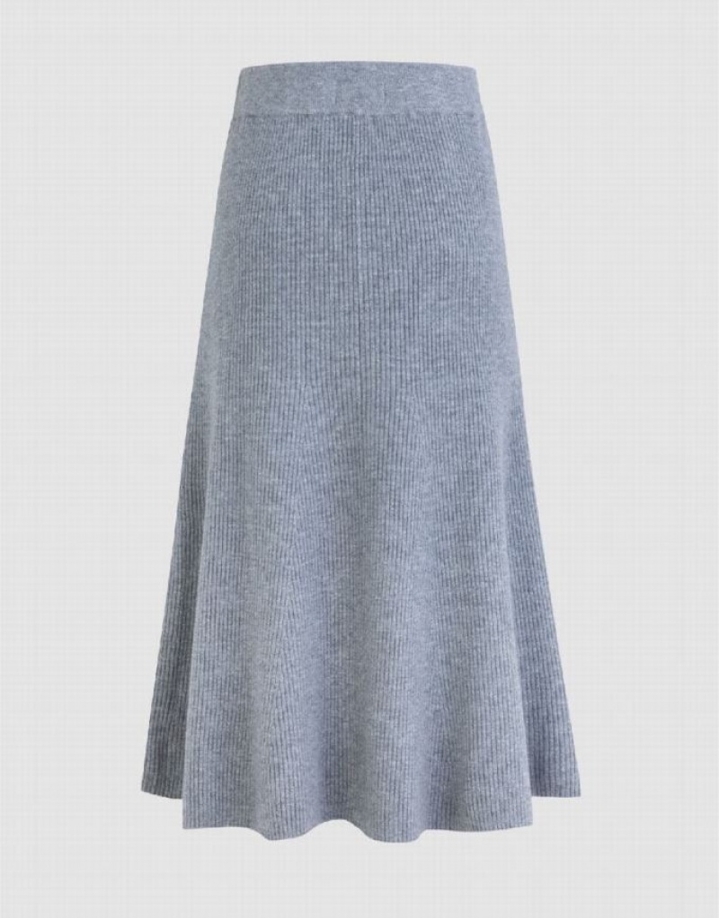 Light Grey Urban Revivo Midi A-Line Knitted Women's Skirts | UXLCEW-958