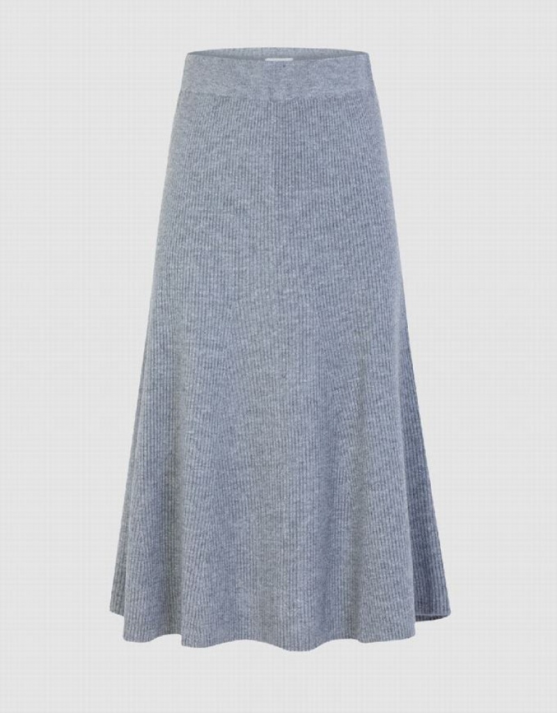 Light Grey Urban Revivo Midi A-Line Knitted Women\'s Skirts | UXLCEW-958