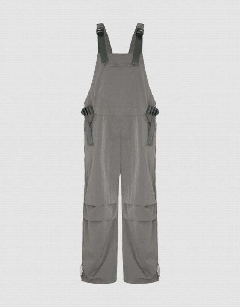 Light Grey Urban Revivo Overall With Front Zipper Pocket Women\'s Pants | FPOAIQ-279