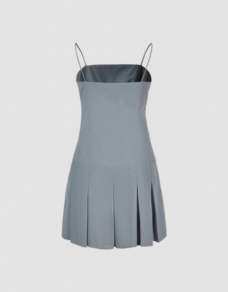 Light Grey Urban Revivo Pleated A-Line Cami Women's Dress | XSRQEH-582