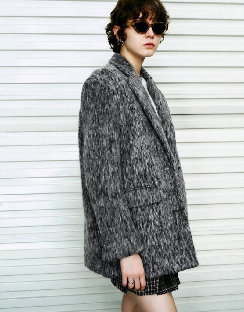 Light Grey Urban Revivo Single Breasted Woolen Women's Coats | USAECB-437