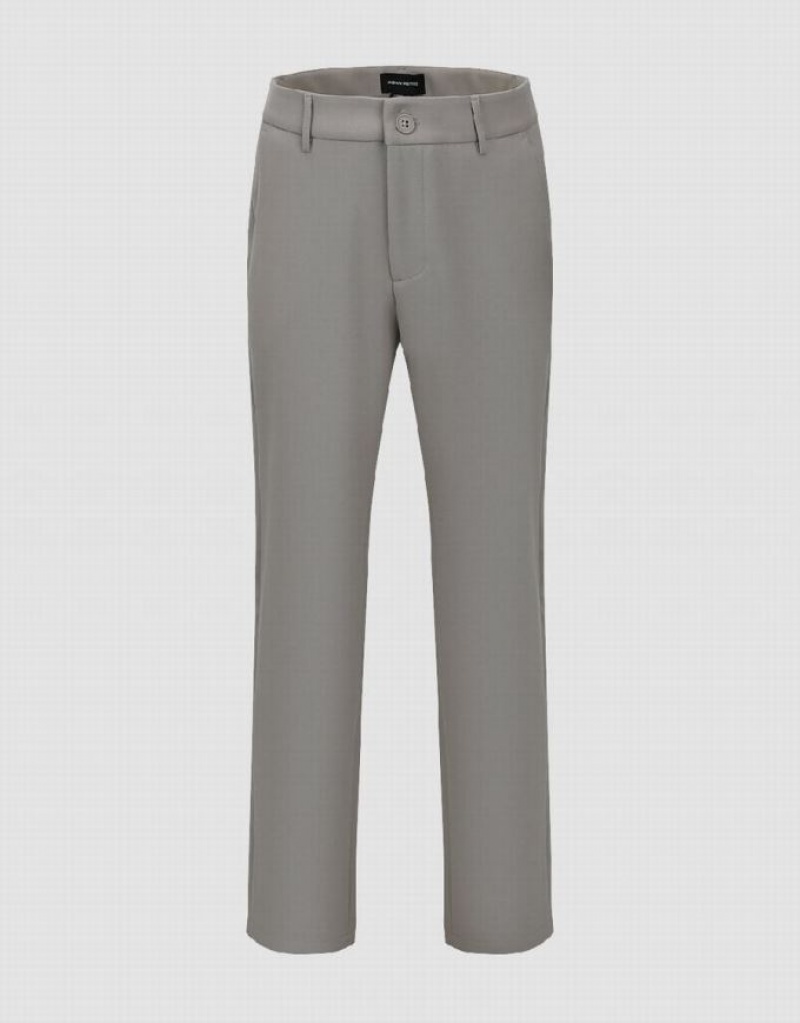 Light Grey Urban Revivo Straight Men's Pants | CABDHZ-910