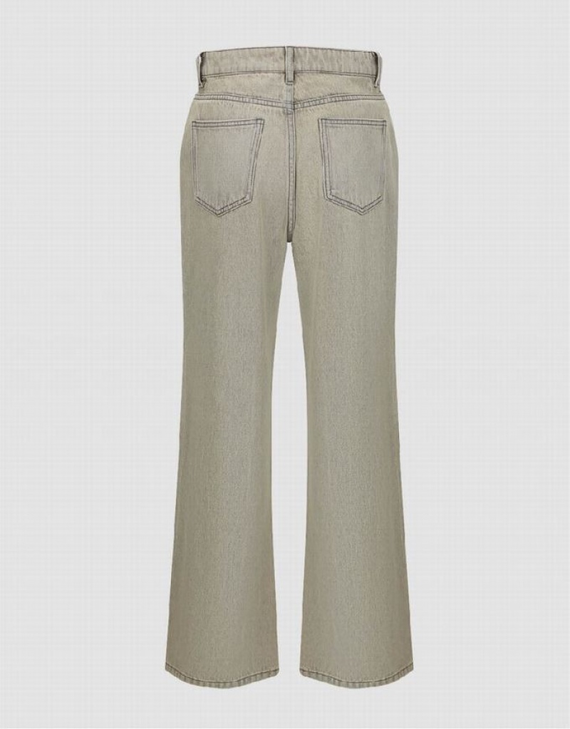 Light Grey Urban Revivo Wide-Leg Women's Jeans | LXWOVN-107