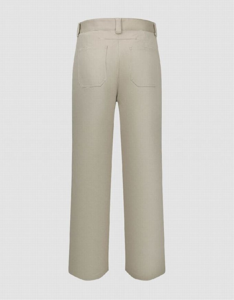 Light Khaki Urban Revivo Wide-Leg Men's Pants | EXCWAN-689