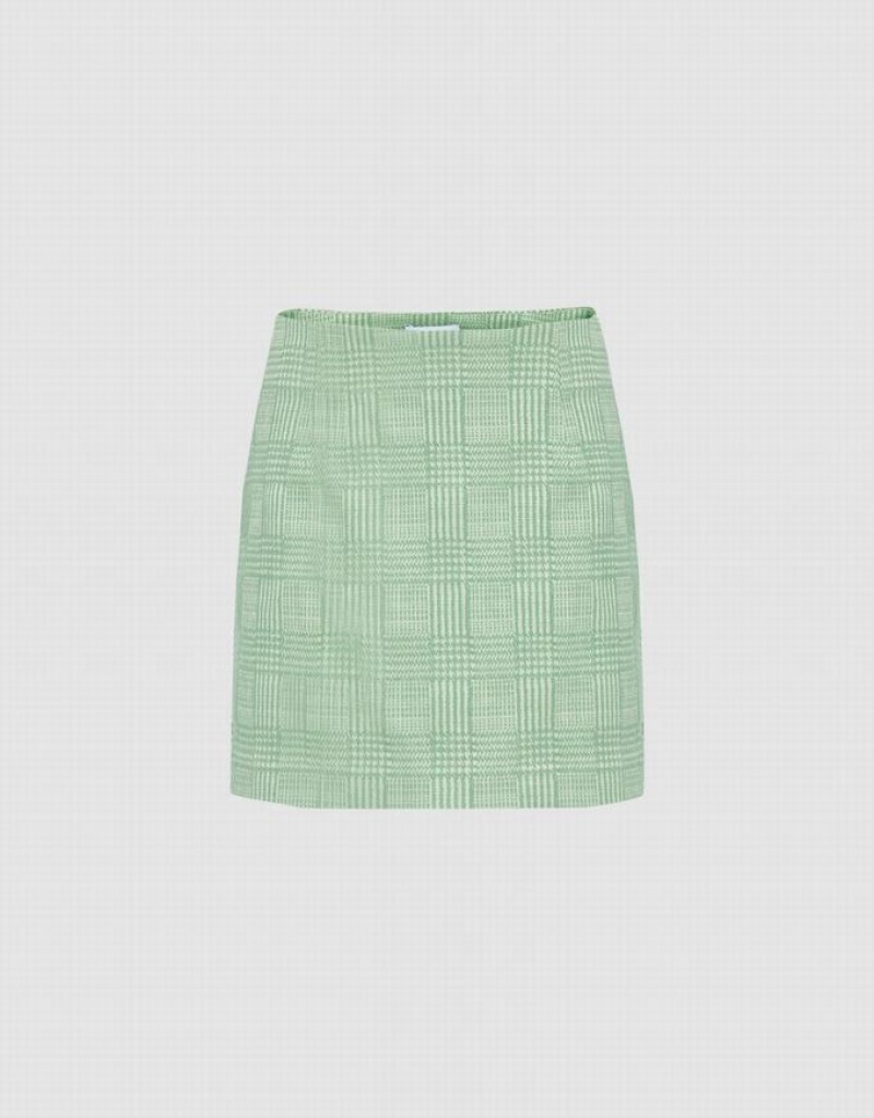 Mint Urban Revivo Plaid Pattern Mini Women\'s Skirts | DKYQVP-162