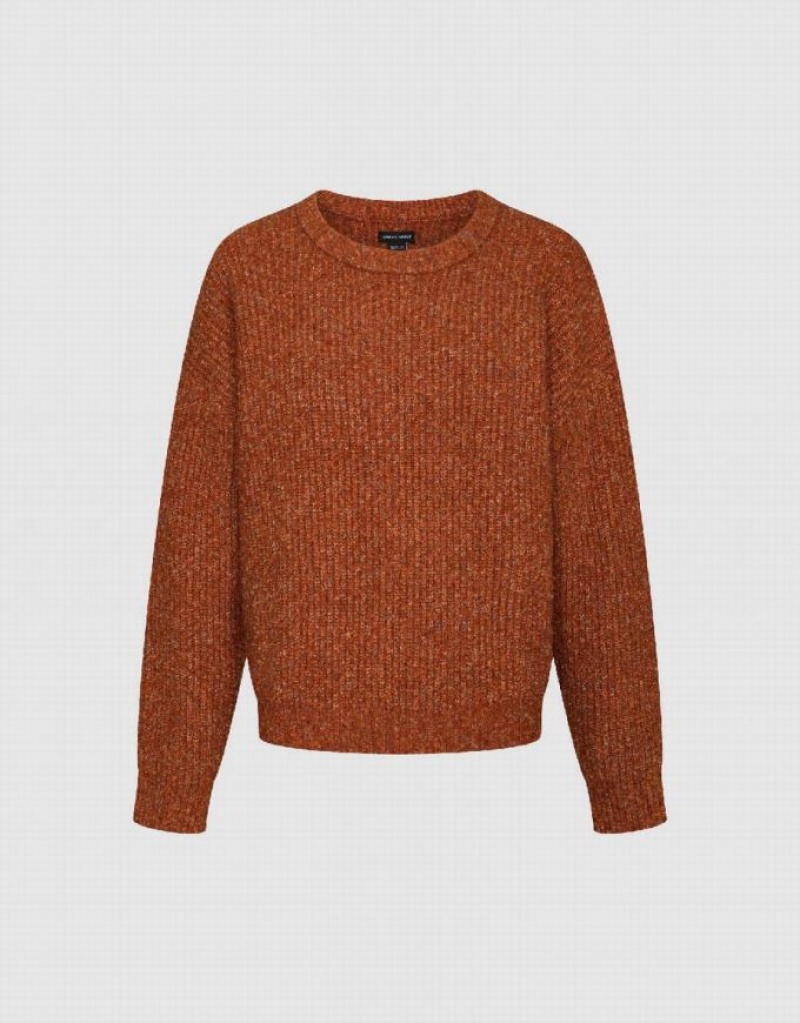 Orange Urban Revivo Crew Neck Loose Women's Sweaters | MWVRTQ-295