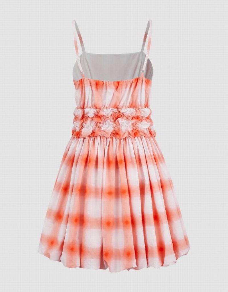 Orange Urban Revivo Gingham A-Line Cami Women's Dress | YKFXQN-158