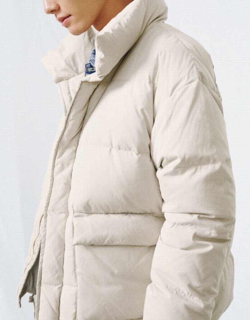 Orange Urban Revivo Loose Men's Puffer Jacket | NLFCYA-597