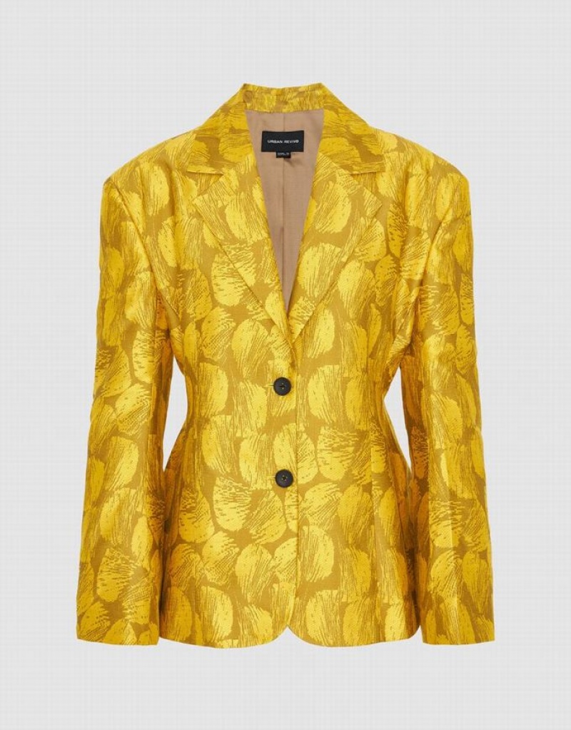 Orange Urban Revivo Tailored Printed Women's Blazers | OMENUG-604