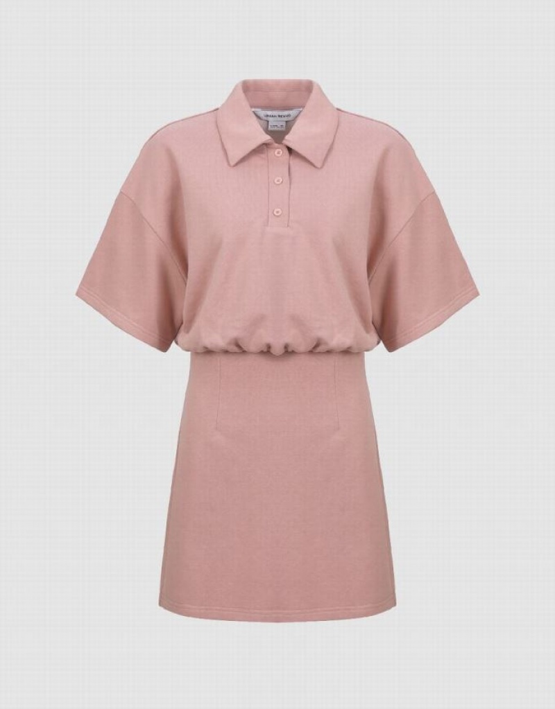 Pink Urban Revivo Dolman Sleeve Straight Women's Dress | YOIPAR-128