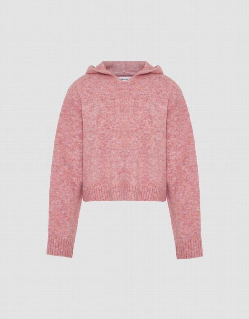 Pink Urban Revivo Hooded Loose Knitted Women's Cardigan | SXPGIH-162