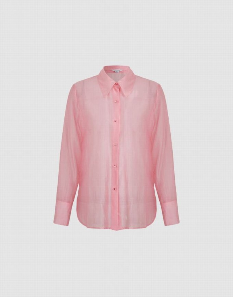 Pink Urban Revivo Patch Pocket Women's Shirts | KOIRQX-875