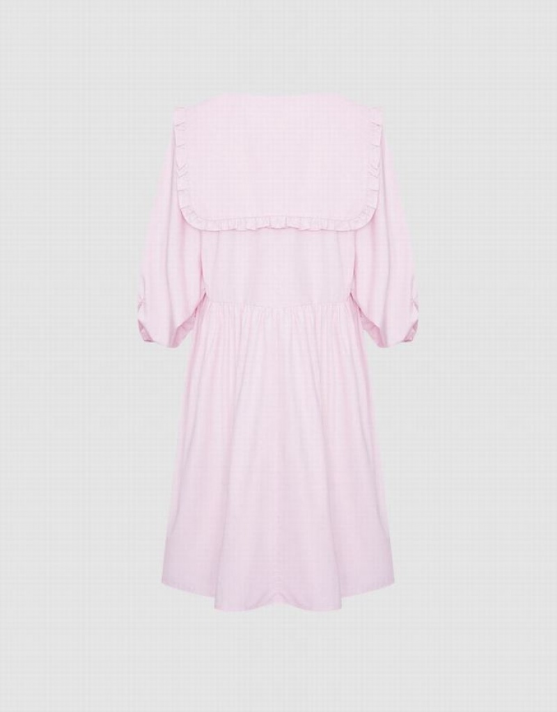 Pink Urban Revivo Plain Statement Collar Skater Women's Casual Dress | UCVLYO-840