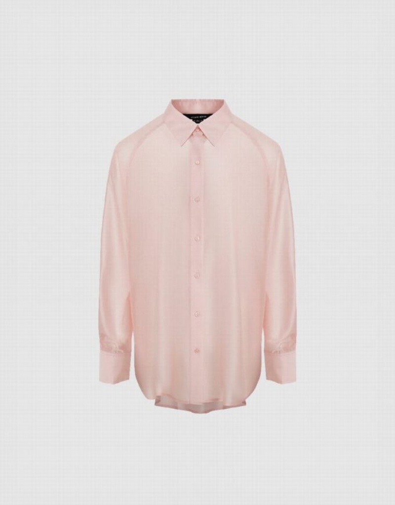 Pink Urban Revivo Raglan Sleeve Straight Women's Shirts | KGCFVJ-813