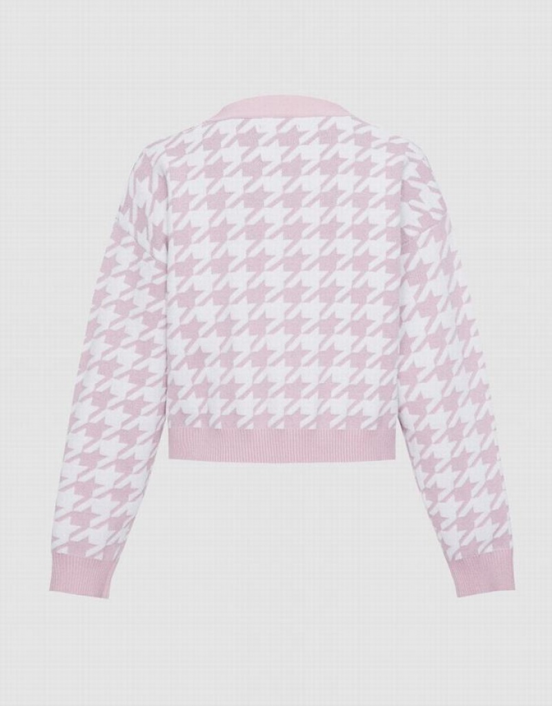 Pink Urban Revivo The Secret Life Of Pets Houndstooth Women's Cardigan | IONPFZ-569