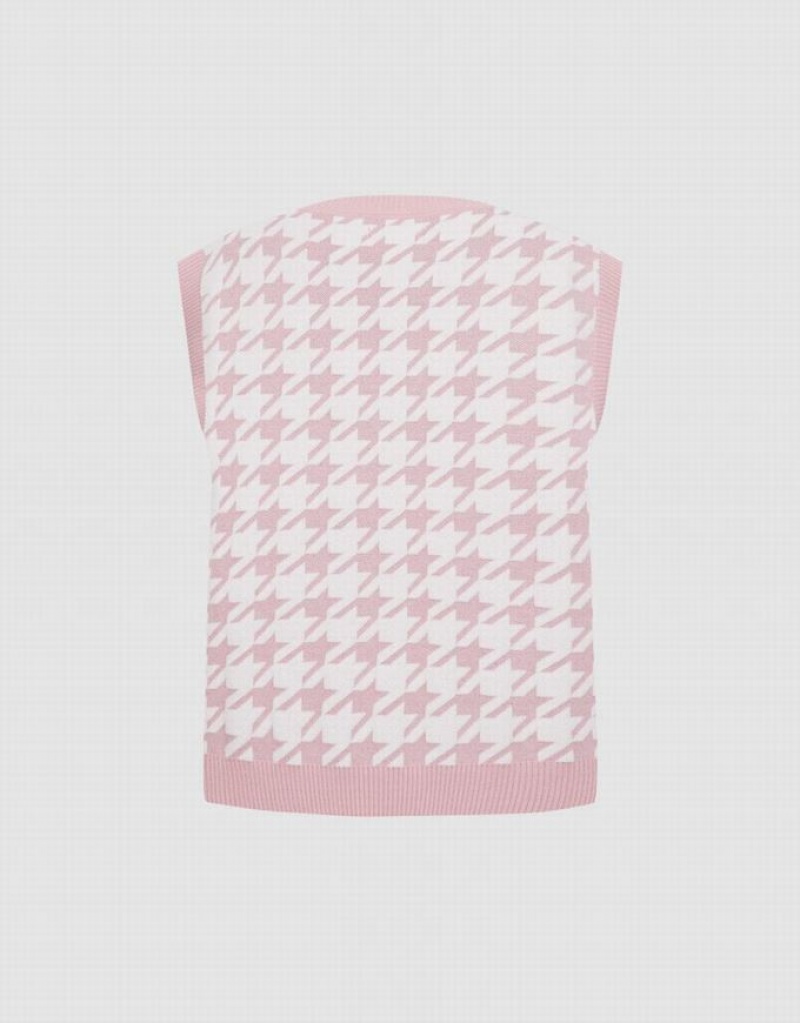 Pink Urban Revivo The Secret Life Of Pets Houndstooth Women's Sweater Vest | QILJFT-804