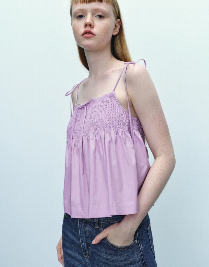 Purple Urban Revivo Off-Shoulder Cami Top Women's Blouse | SREUIW-503