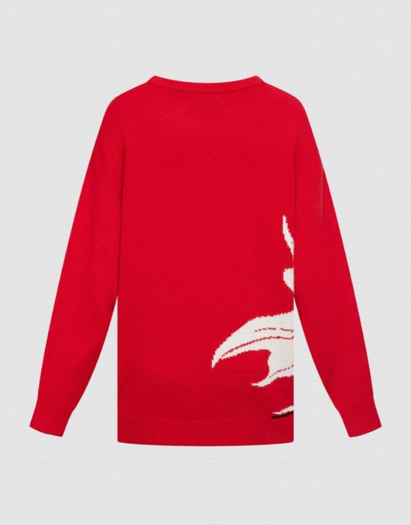 Red Urban Revivo Crew Neck Holiday Women's Sweaters | BOTDVA-021