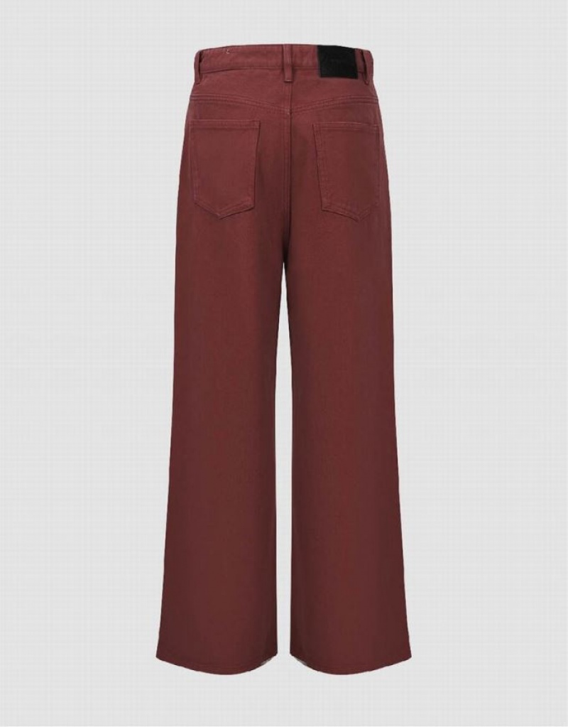 Red Urban Revivo Wide-Leg Women's Jeans | UYCXAW-579