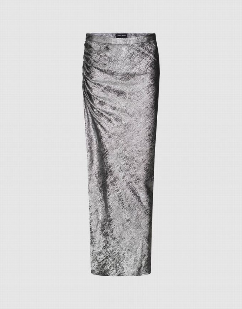 Silver Urban Revivo Ruched Wrapped Straight Women\'s Skirts | QTYUED-754