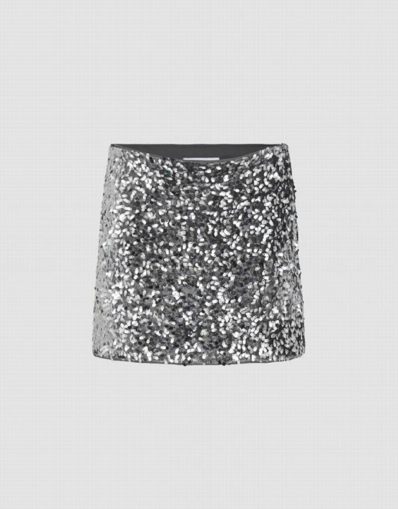 Silver Urban Revivo Sequins Mini Skinny Women\'s Skirts | SQEDKO-129