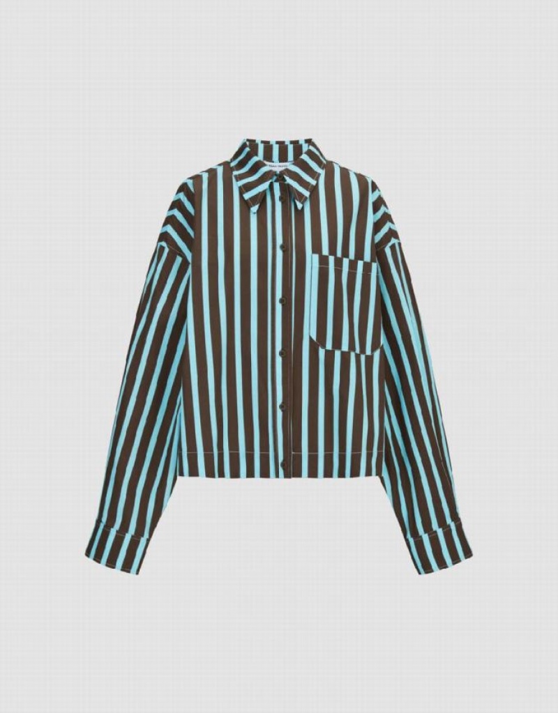 Stripes Urban Revivo Button Up Women's Shirts | UCOKAR-814