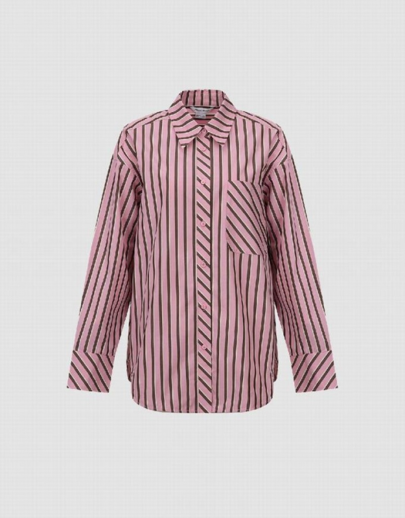 Stripes Urban Revivo Button Up Women's Shirts | LWYGPA-578