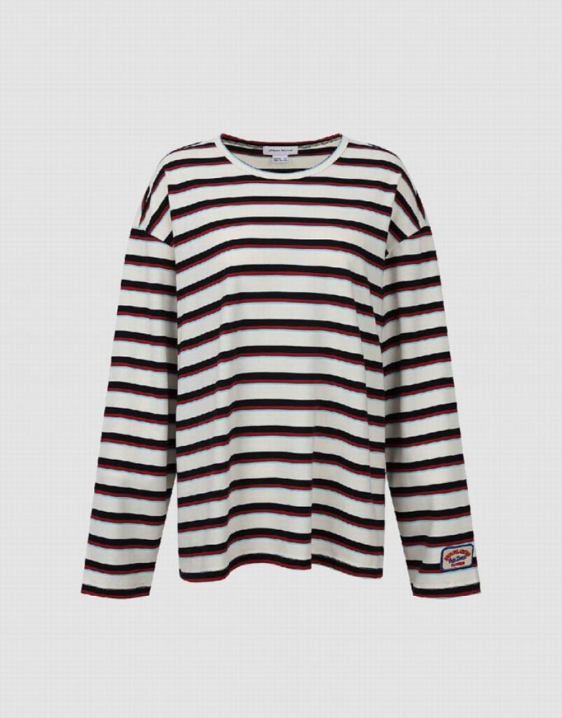 Stripes Urban Revivo Crew Neck Women's T-Shirts | APLJRC-759