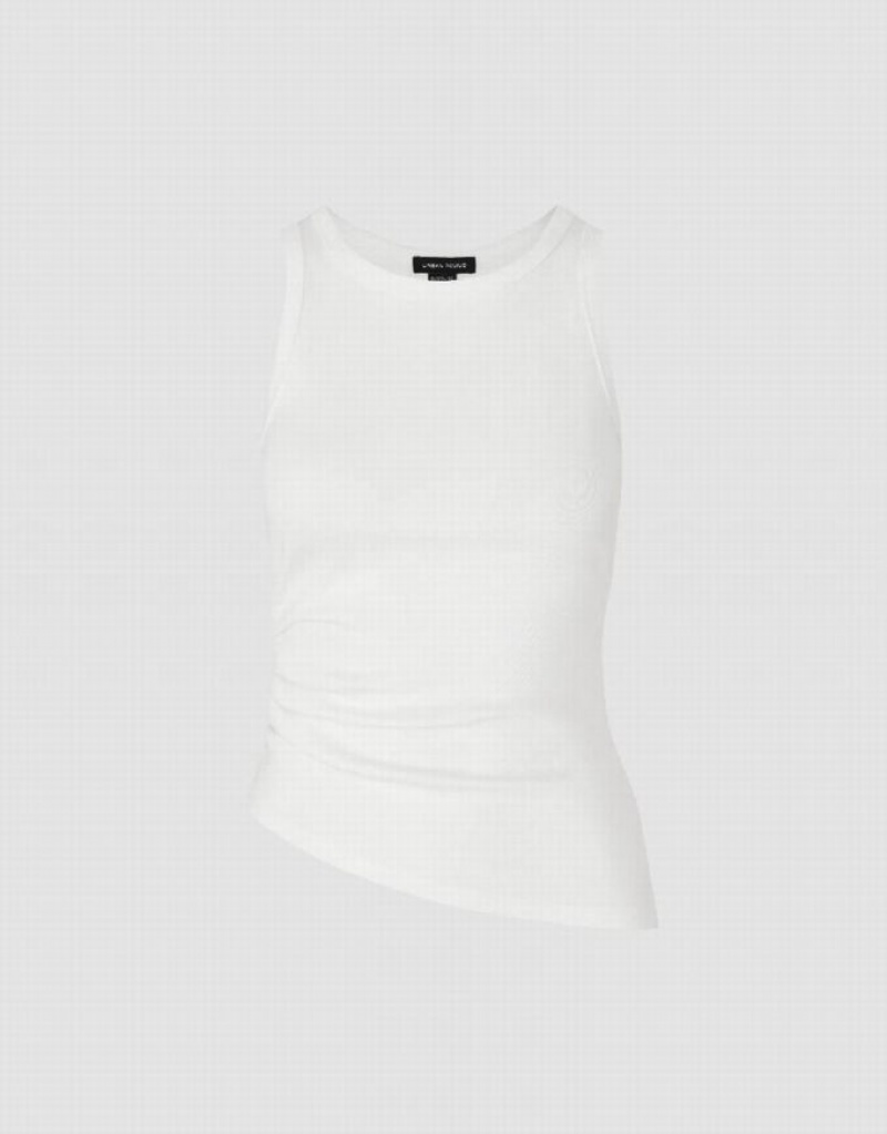 White Urban Revivo Crew Neck Women's Tank Top | IEQFGO-082