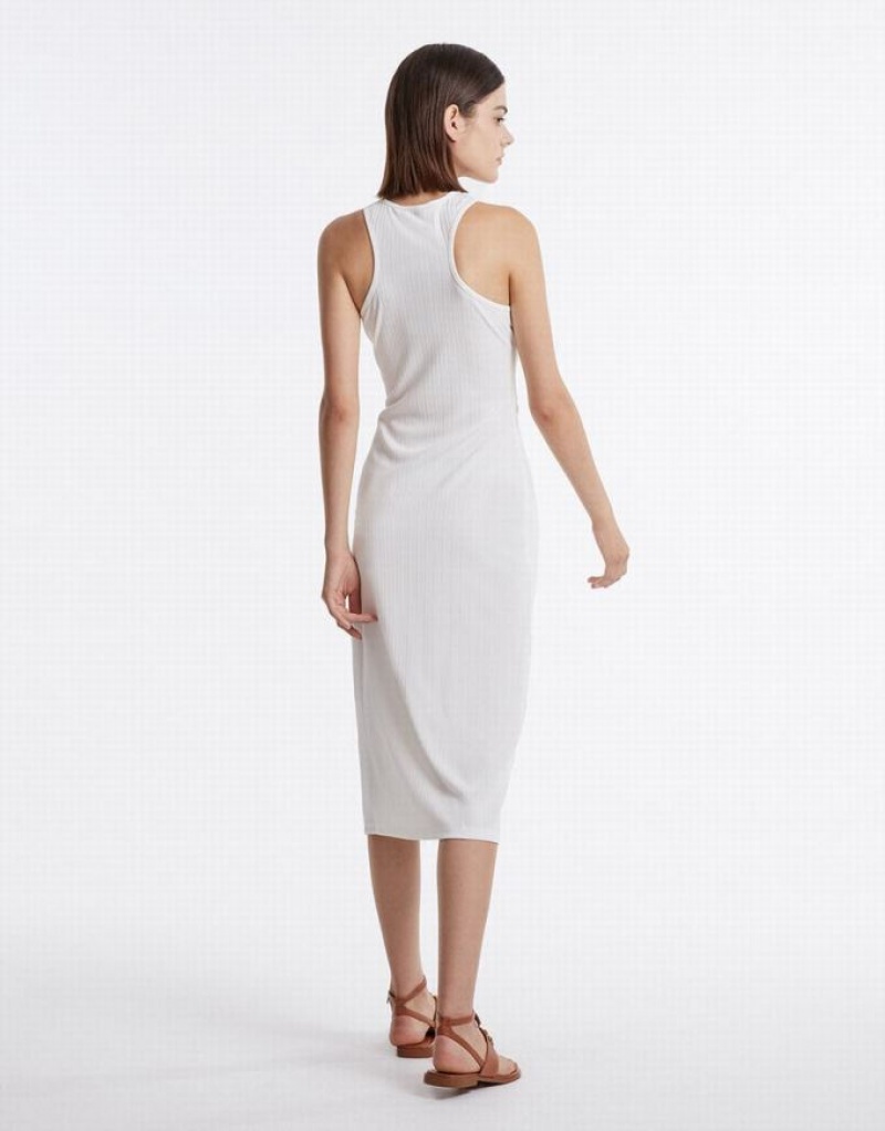 White Urban Revivo Cut Out Women's Knitted Dress | JZGWPB-715