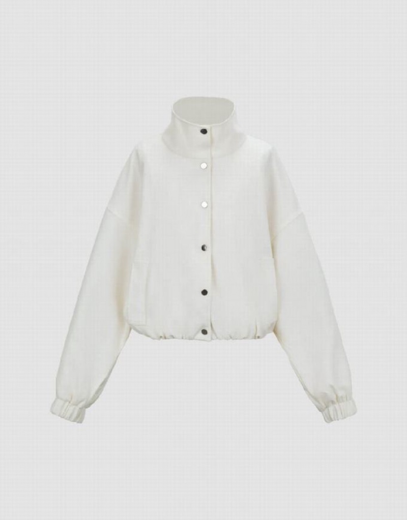 White Urban Revivo Drop Shoulder Sleeve Straight Women's Jacket | KHRXOP-624