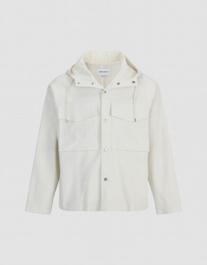 White Urban Revivo Drop Shoulder Sleeve Straight Men's Jacket | ISYTWO-619