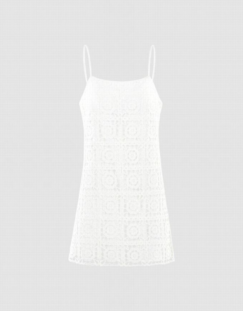 White Urban Revivo Lace Cami Women\'s Dress | AYLGZO-705