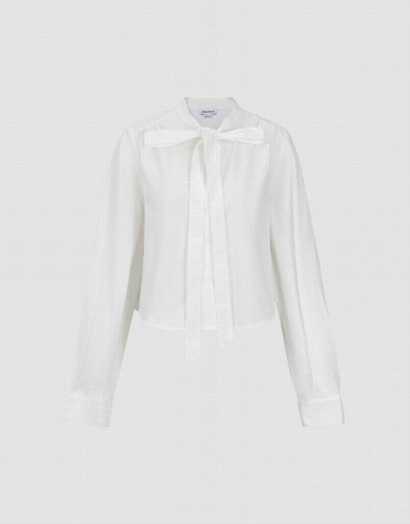 White Urban Revivo Loose A-Line Women's Shirts | KGXQSE-820