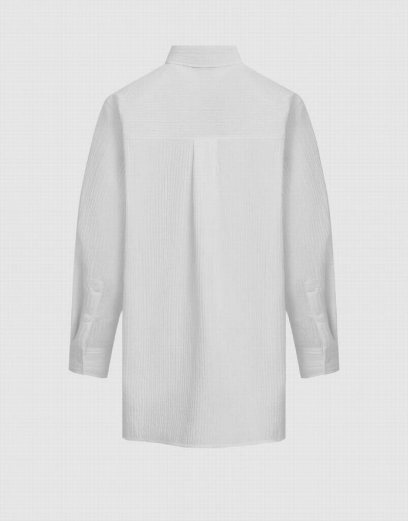 White Urban Revivo Loose Straight Women's Shirts | ZMHPCA-309