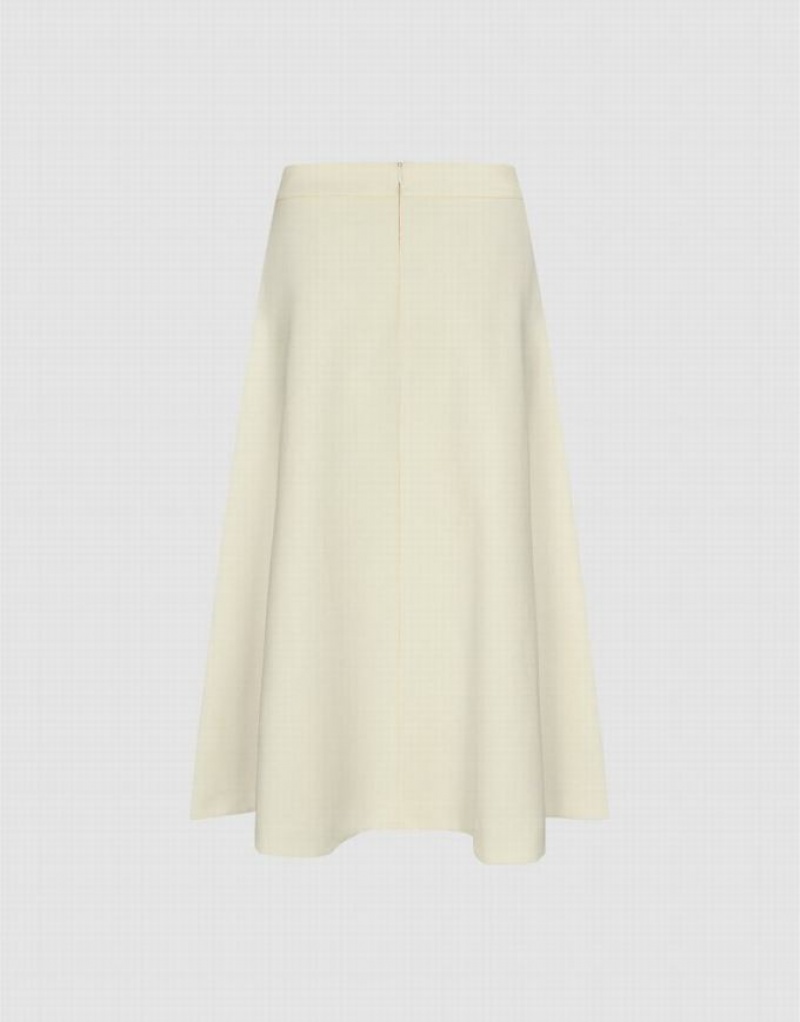 White Urban Revivo Midi Straight Women's Skirts | SFWZLP-521