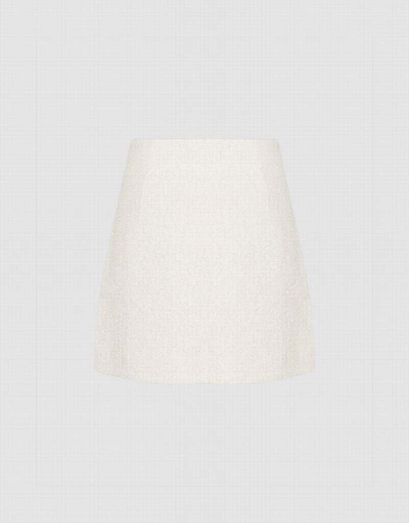 White Urban Revivo Mini Tweed A-Line Women's Denim Skirt | QXCYND-834