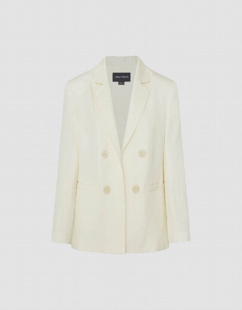 White Urban Revivo Notch Lapel Tailored Women's Blazers | FIKTVL-475