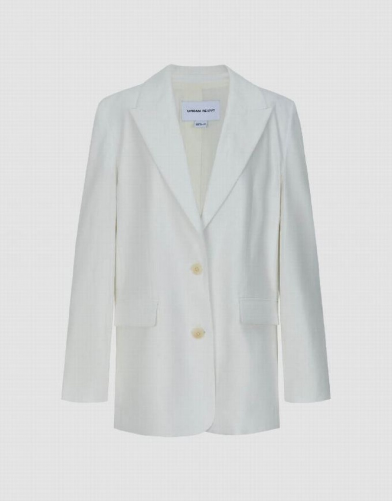 White Urban Revivo Peak Lapel Tailored Women's Blazers | USAKMH-126