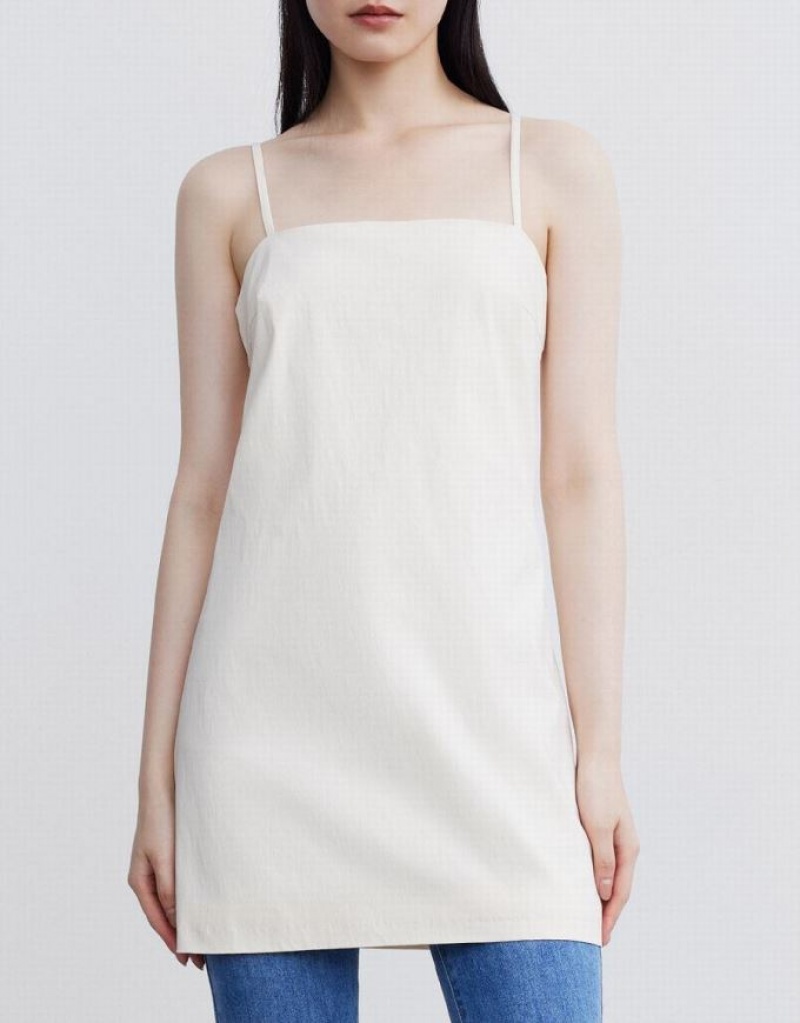 White Urban Revivo Plain Cami Women's Dress | RFICDZ-012