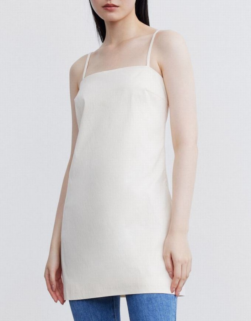 White Urban Revivo Plain Cami Women's Dress | RFICDZ-012