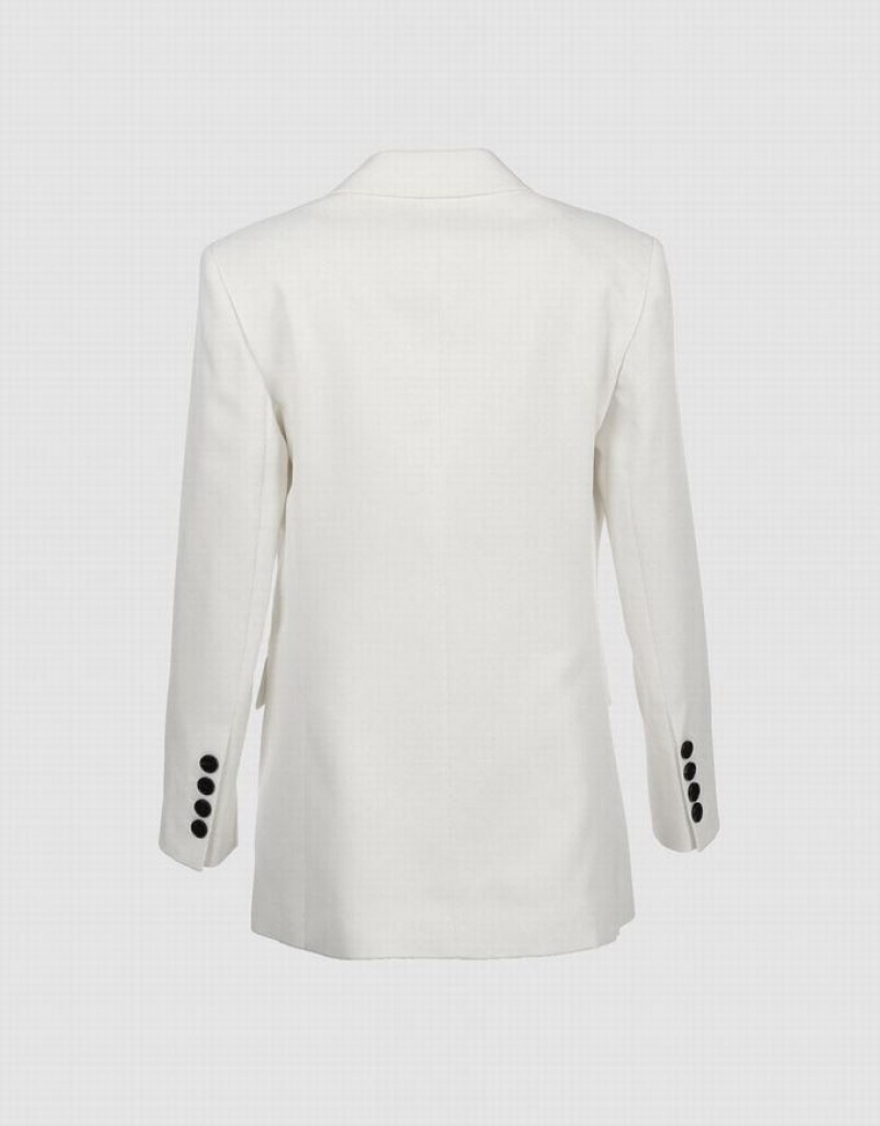 White Urban Revivo Plain Double Breasted Women's Blazers | QFEVYD-851