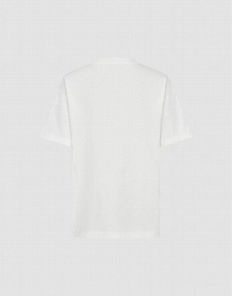 White Urban Revivo Pocket Patched Crew Neck Men's T-Shirts | NTSKQE-835