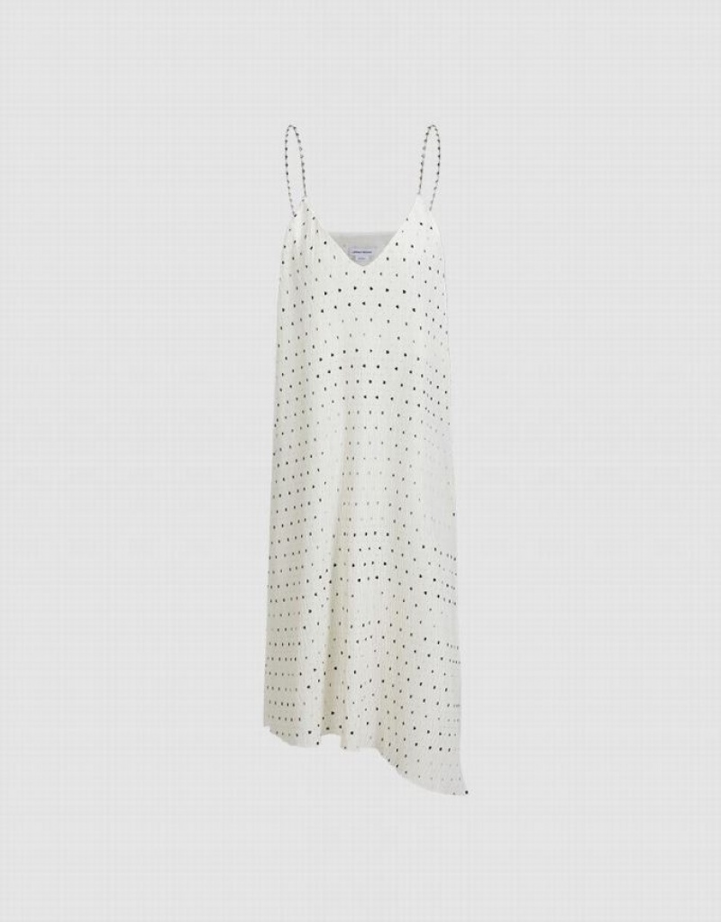 White Urban Revivo Polka Dotted Strappy Women's Casual Dress | EWSKCG-906