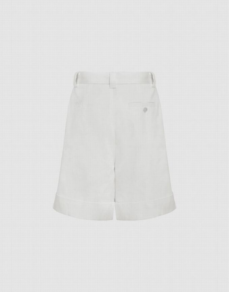 White Urban Revivo Roll Up Hem Women's Shorts | TAJQSV-620