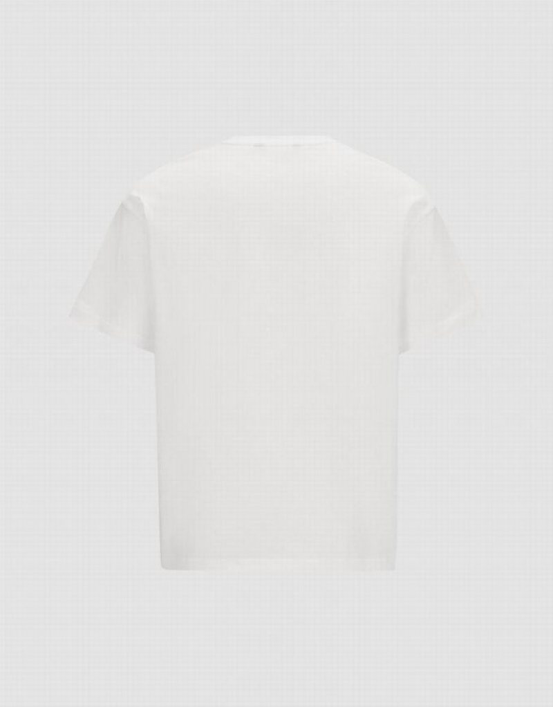 White Urban Revivo Short Sleeve Straight Men's T-Shirts | MVWRAX-540